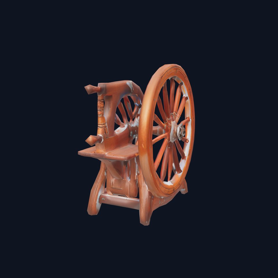 Antique Wooden Spinning Wheel model pack